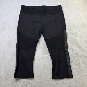 Lululemon Run Inspire Crop II Leggings Women's 10 Black Mesh Capri Pants